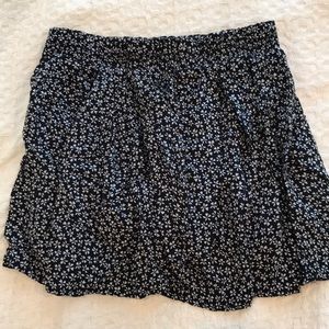 Brandy Melville Navy Skirt with White Flowers